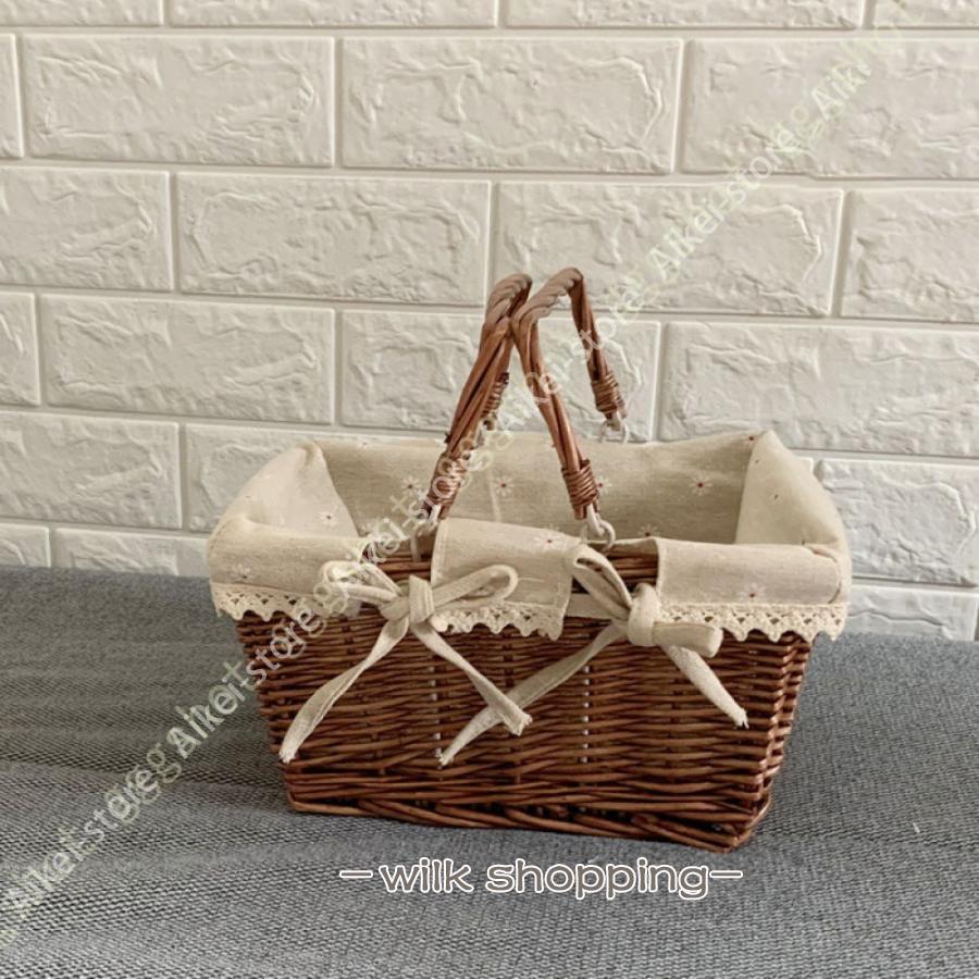 ピクニックバスケット籐かご ハンドル 持ち手 運動会 アウトドア かご ピクニック かご バスケット 籐かご 手編み かご フルーツバスケット 小物収納 オシャレ