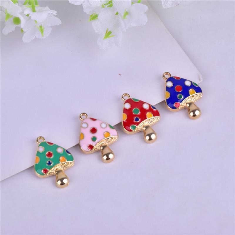 樂天商城 - キノコ 柄付き 1/2立体 チャームピアスパーツ 金具アクセサリー【2ケ】