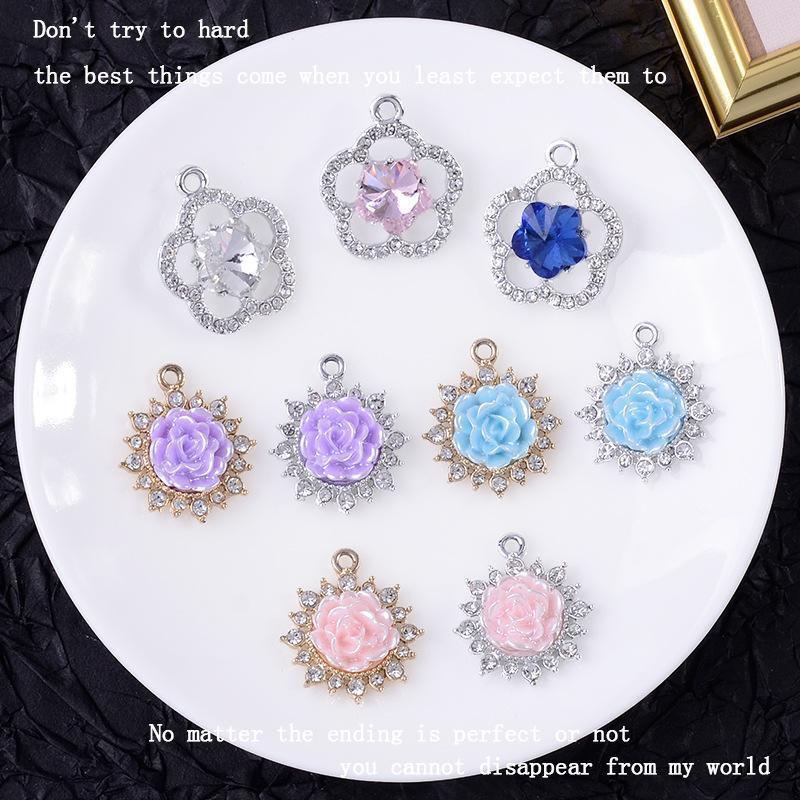 立体リアル 花 フラワー チャーム パーツ バックチャームパーツ アクセサリーパーツ 【2ケ】