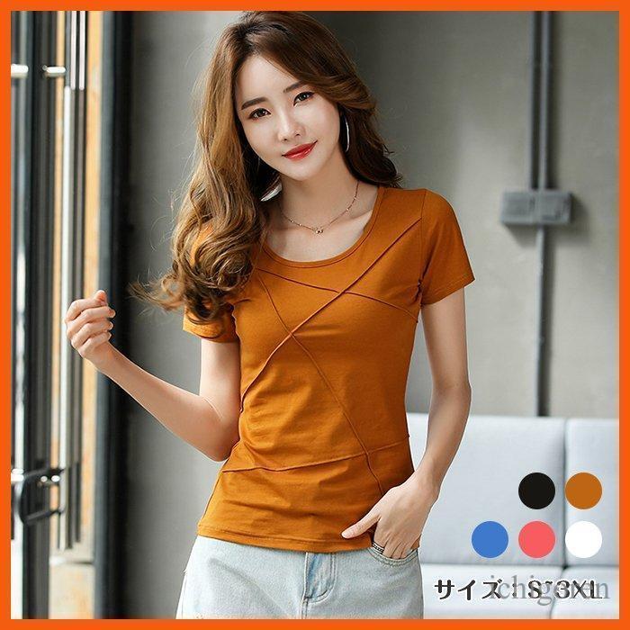 Garments - tシャツ レディース Tシャツ トップス 半袖 シャツ 無地 カジュアル 春 夏 シンプル