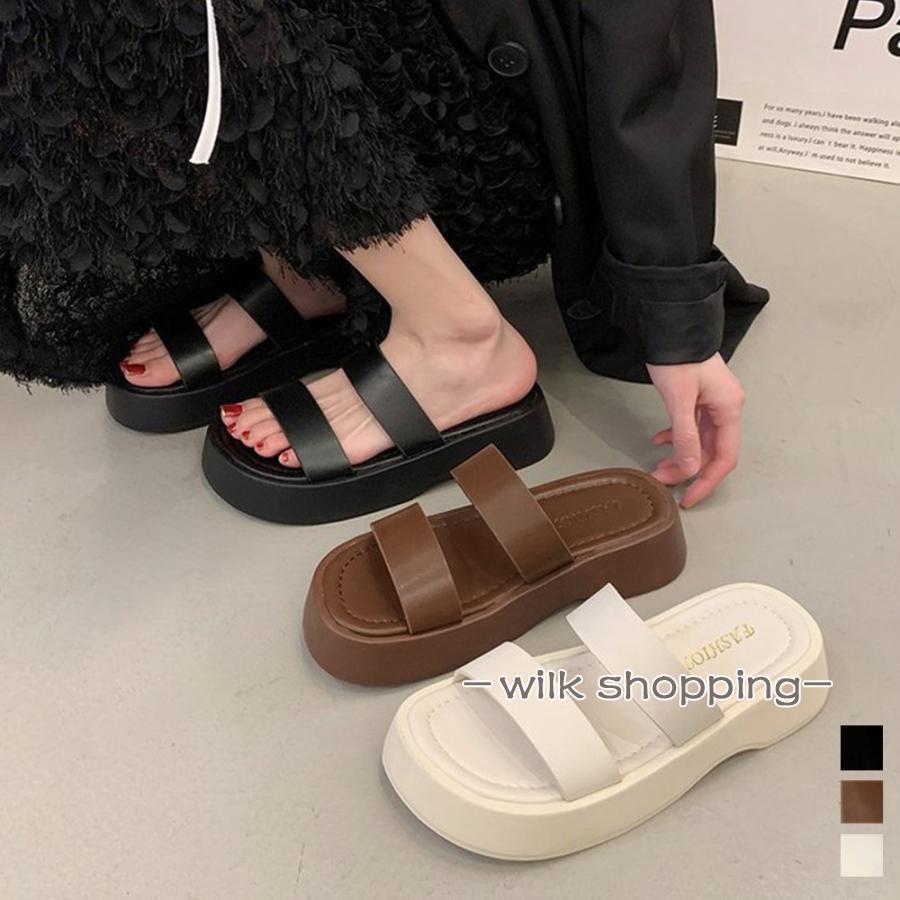 樂天商城 - 厚底サンダル ベルトフラットサンダル美脚
