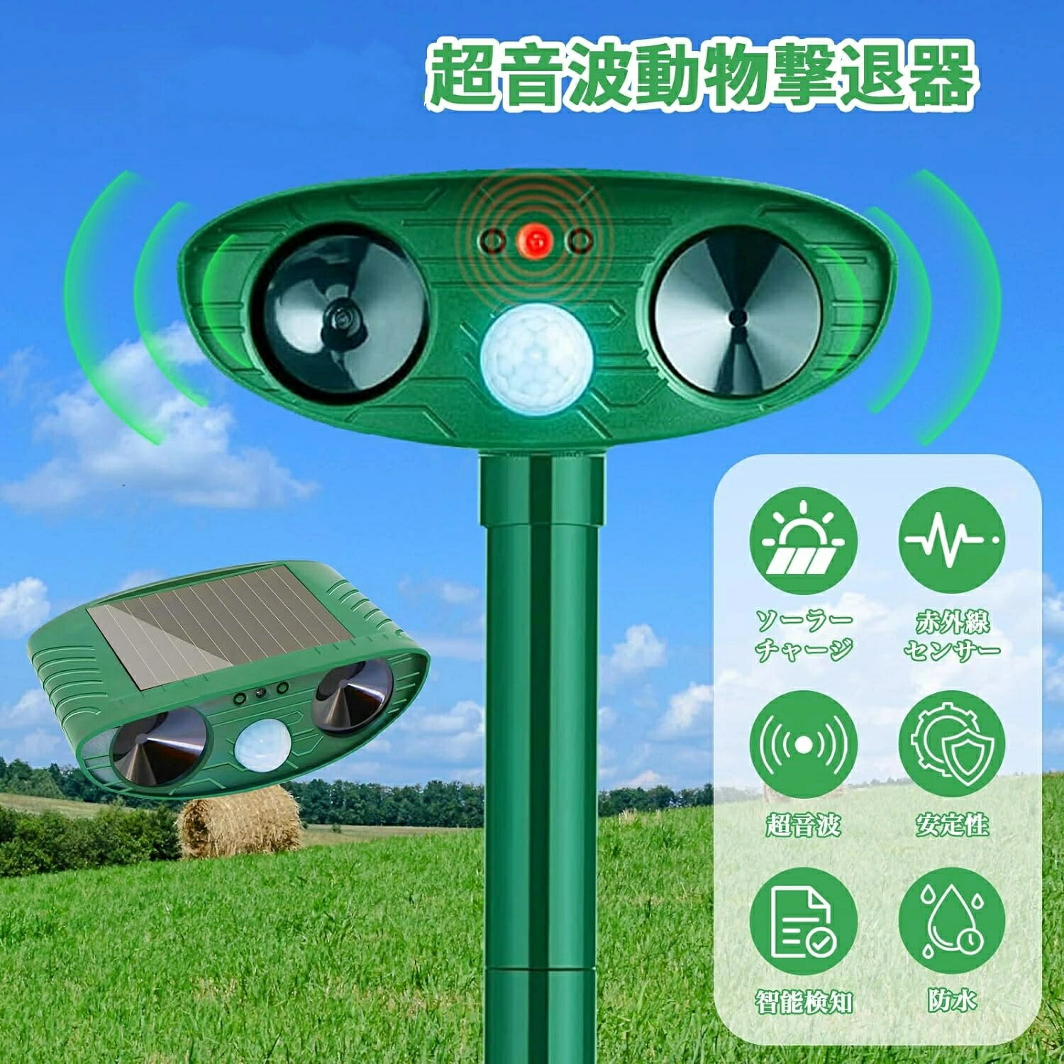 【二個セット】動物撃退器 猫避け 超音波【2025モデル】猫よけ対策 超音波 害獣撃...