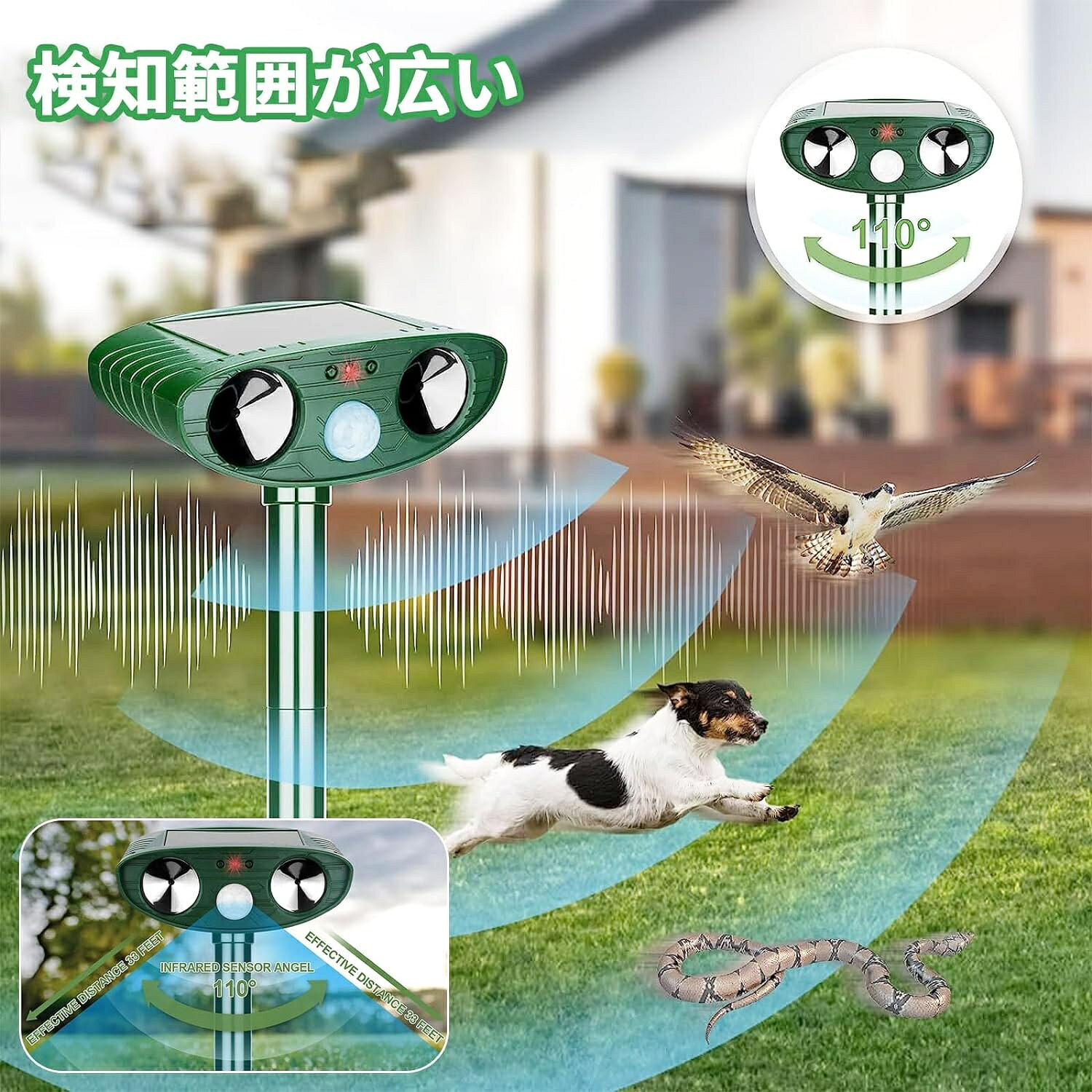 【二個セット】動物撃退器 猫避け 超音波【2025モデル】猫よけ対策 超音波 害獣撃...