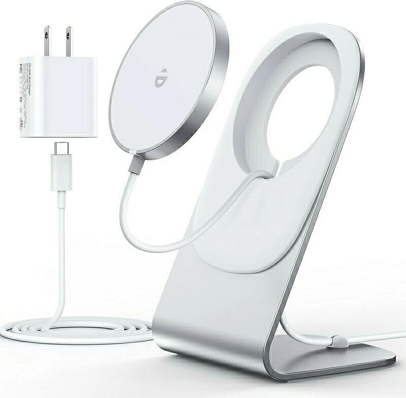 magsafe充電器 ワイヤレス充電器 マグネット式 iPhone15 14 13 12シリーズ対応 ワイヤレス充電スタンド 20W USB-Cアダプター付属】 USB-Cケーブル付き 急速ワイヤレス充電スタンド