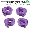 ナイロンスリングベルト 耐荷重1.0t×1.5m 幅25mm 4本セット / 玉掛け 吊上げ ロープ 牽引
