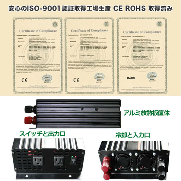 純正弦波インバーター 2500W 24V 50Hz アウトドア キャンピングカー 防災 太陽光発電 発電機 変圧器