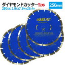 5枚セットダイヤモンドカッター 250mm セグメント 乾湿両用 コンクリート 切断 切削 ダイヤモンド 刃 ブロック タイル レンガ