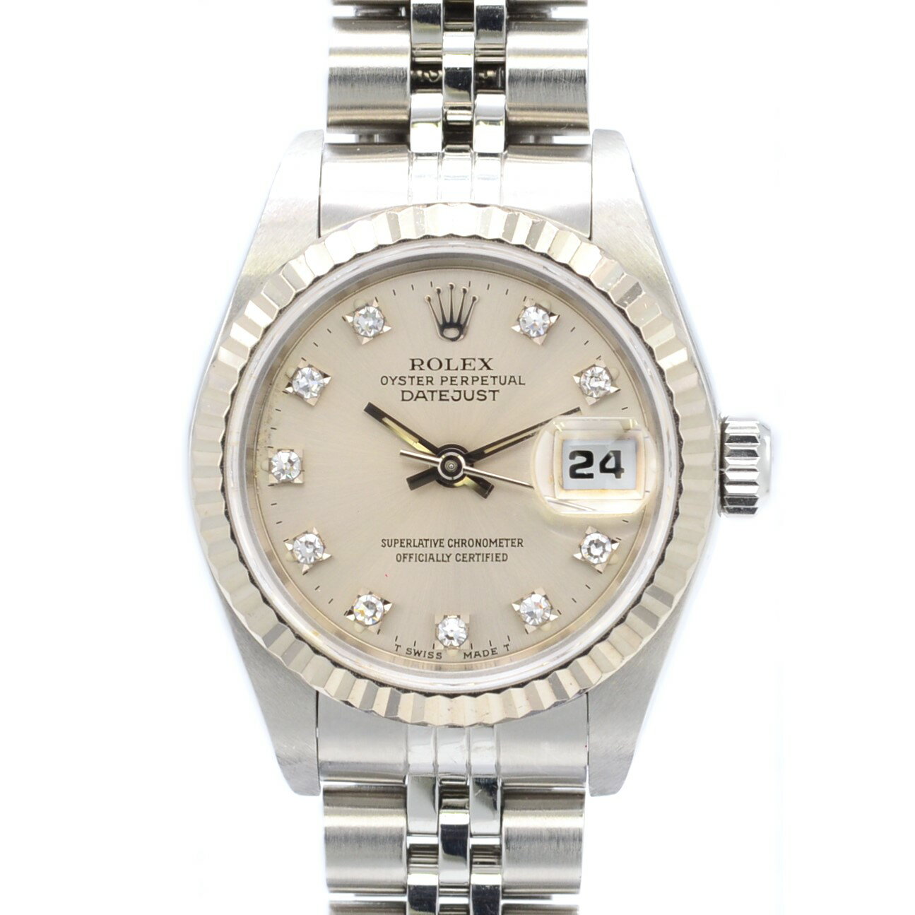 ロレックス ROLEX デイトジャスト 69174G 10Pダイヤ 4番 自動巻 SS WG レディース腕時計【中古】