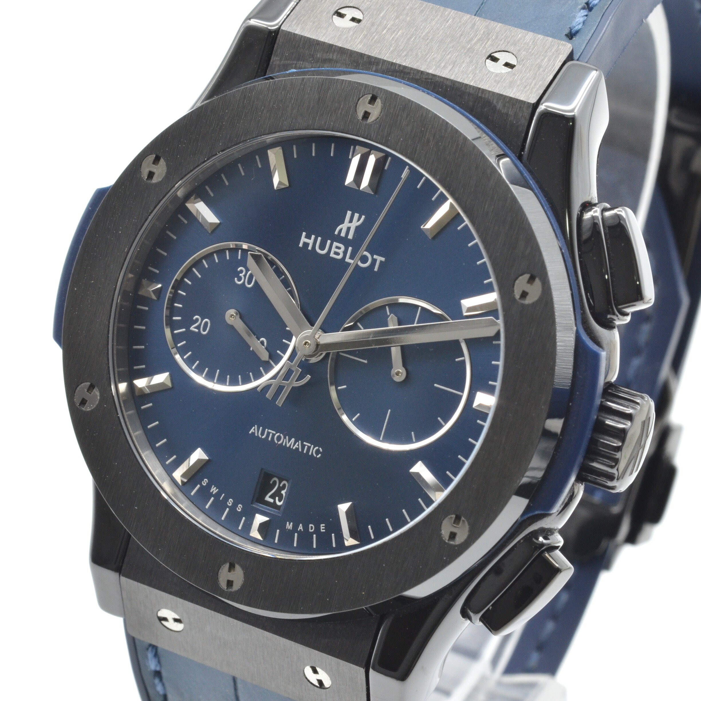 HUBLOT ウブロ 541.CM.7170.LR クラシック フュージョン AT自動巻き クロノグラフ ブルー文字盤 高級ブランド メンズ腕時計