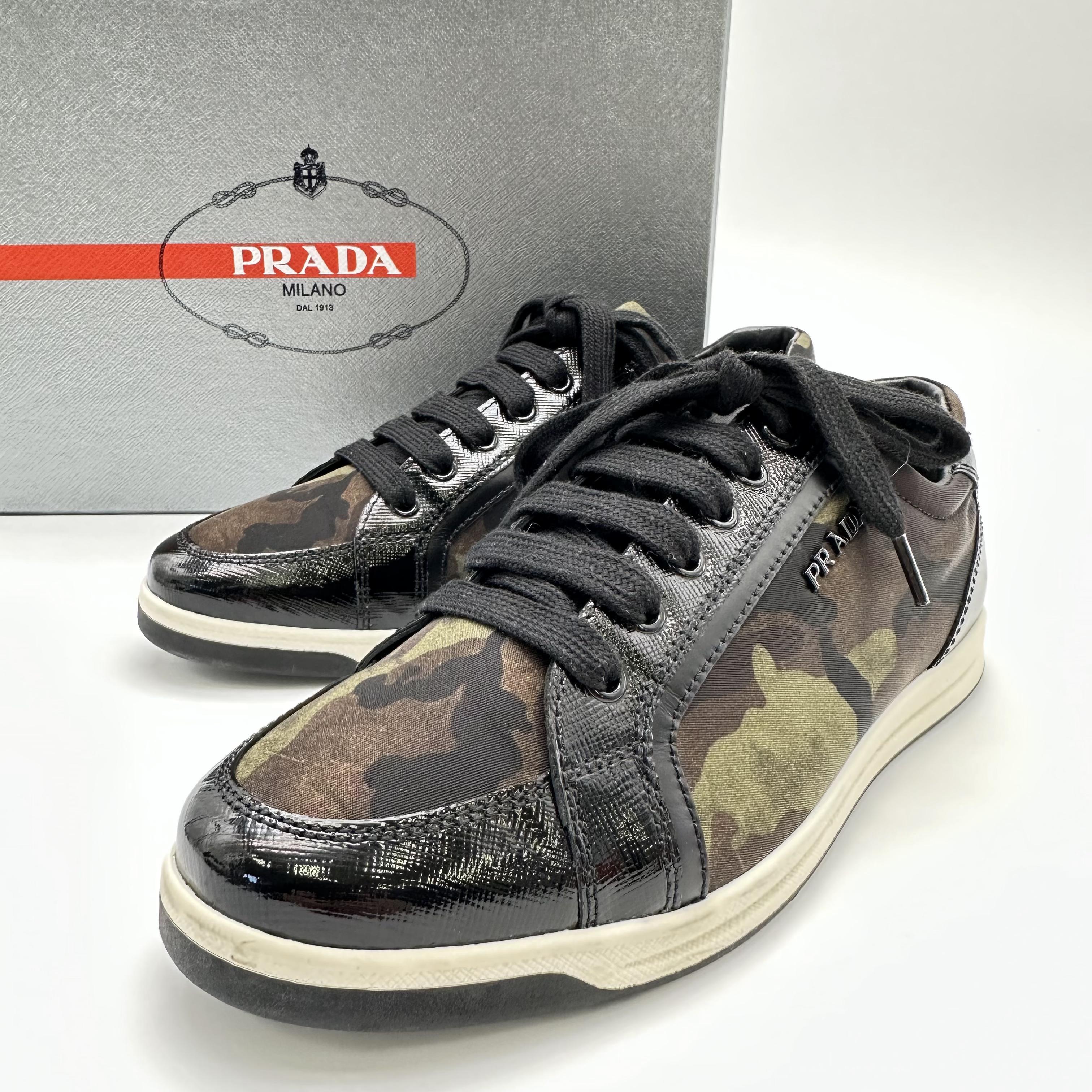 PRADA プラダ スニーカー 3E 5892 迷彩柄 35 1/2 カモフラージュ レディース ブラック【中古】【美品】