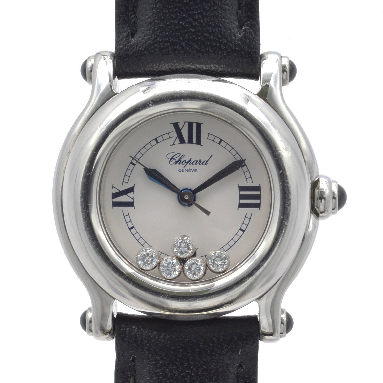 ショパール 【Chopard】 27/8245-23 ハッピースポーツ Happy Sport　5pダイヤモンド 　クォーツ　ステンレスス/革ベルト　ホワイト文字盤　腕時計 レディース 【中古】
