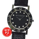 【超P祭限定P2倍!】 BVLGARI ブルガリ ブルガリブルガリ 12Pダイヤ 黒文字盤 レディース腕時計 クォーツ 革ベルト BB26SL 【中古】