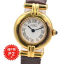 【超P祭限定P2倍!】 CARTIER カルティエ マストコリゼ クォーツ レディース腕時計 ホワイト文字盤 GP×レザー ヴィンテージ 上品 クラシック 【中古】