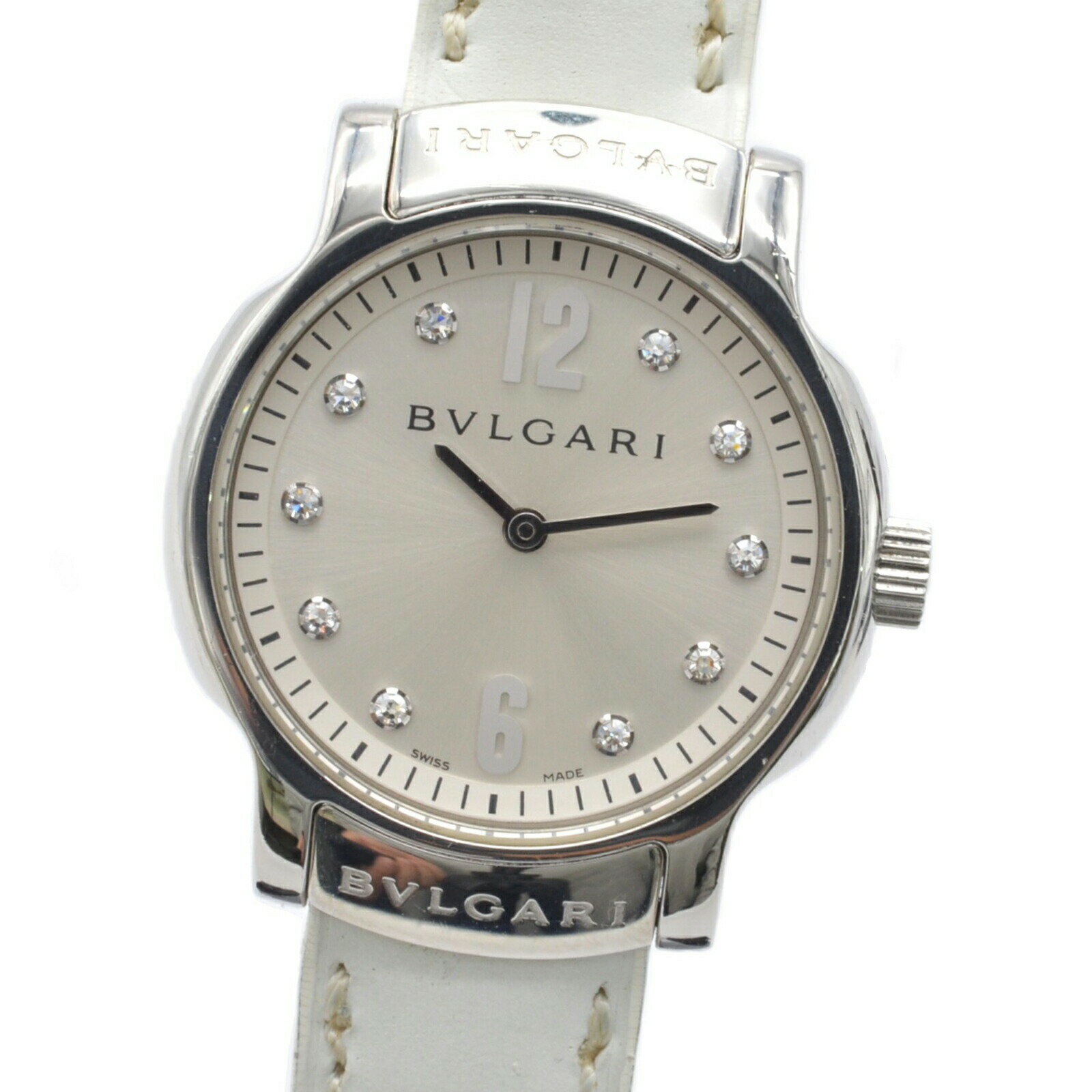 【美品】 BVLGARI ブルガリ ソロテンポ レディース クォーツ 腕時計 BVLGARI ブルガリ ソロテンポ ST29S ピンク文字盤 SS/革 クオーツ