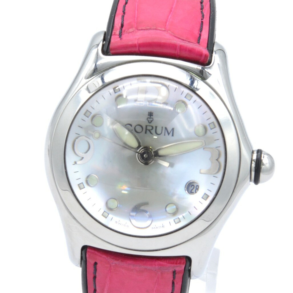 CORUM コルム バブル デイト ホワイトシェル文字盤 レディース腕時計 クォーツ ステンレス 39.250.20 【中古】