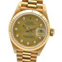 ROLEX ロレックス デイトジャスト レディース腕時計 10Pダイヤ ゴールド文字盤 18金イエローゴールド 750YG 高級ブランドウォッチ 【中古】