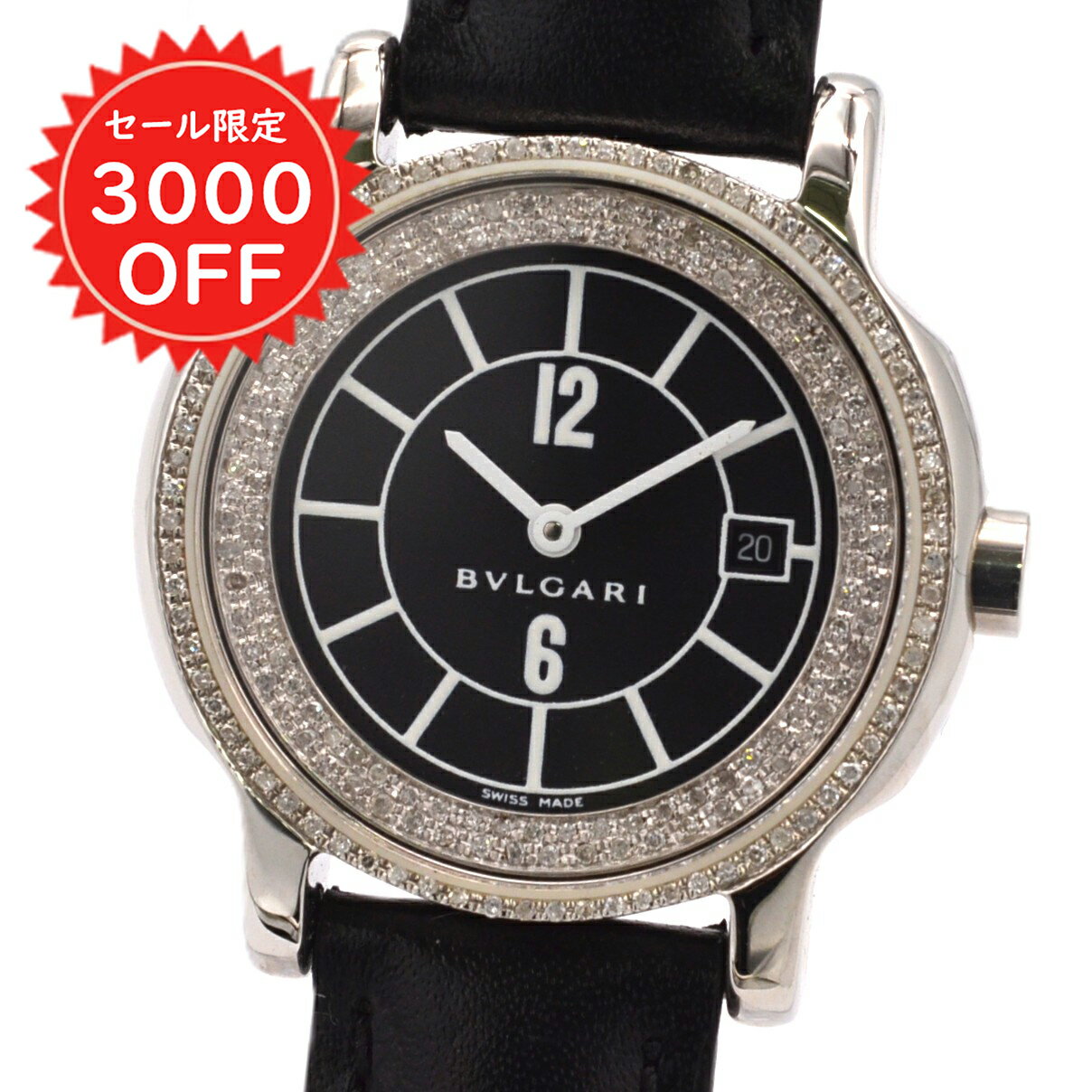 美品 ブルガリ BVLGARI ソロテンポ デイト レディース 腕時計 H275  
