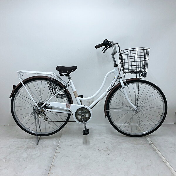 E498　★限定特価★ 中古自転車 　シティ　ホワイト　シルバー　マルキン【27インチ　軽快車　LEDオートライト 】 (*^▽^*) マルキン自転車27インチ（シティサイクル）｜自転車車体｜自転車 | 車