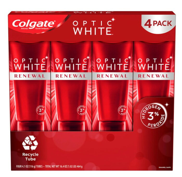 【送料無料/お得な4個セット】コルゲートオプティック ホワイトリニューアル 歯 ホワイトニング歯磨き粉、ハイインパクトホワイト-（4パック）/Colgate Optic White Renewal High Impact White Teeth Whitening Toothpaste (4 pk.)