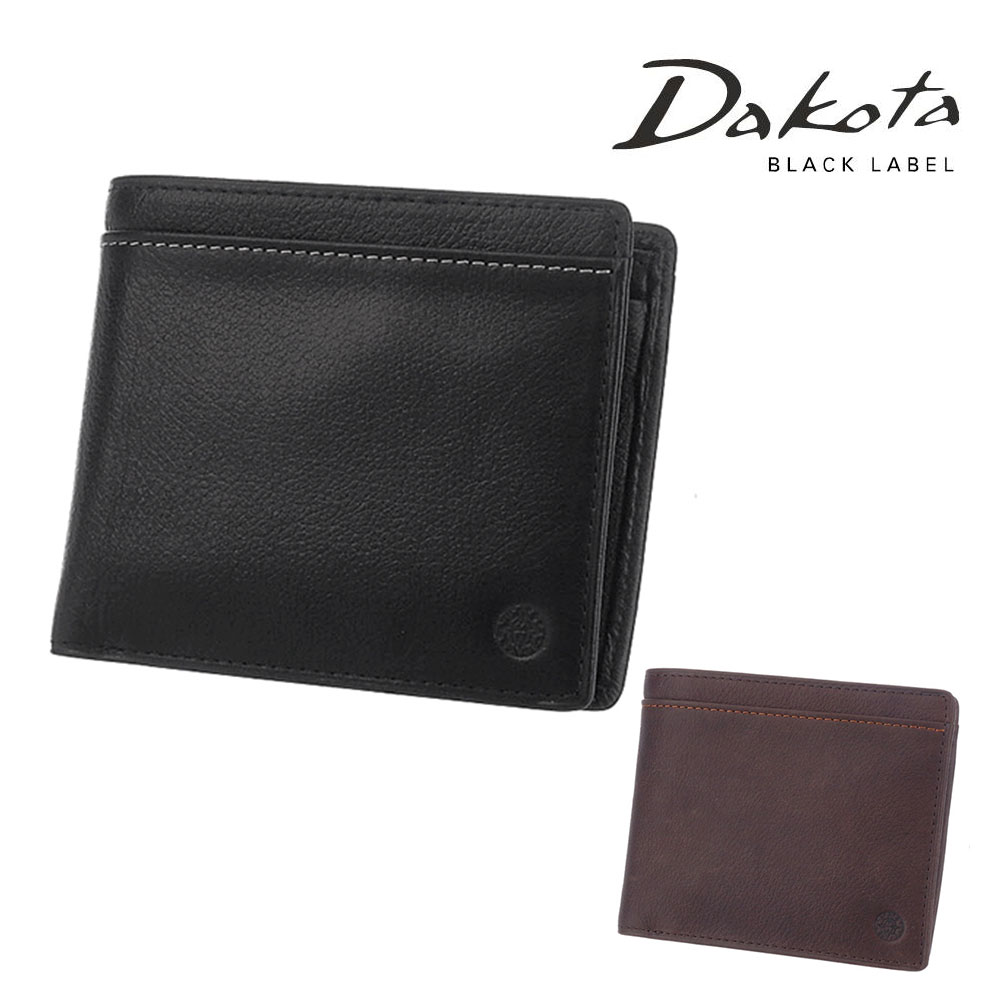 ダコタ 二つ折り財布（メンズ） 【6/1限定 最大P16倍】 ダコタブラックレーベル Dakota black label リバーIV 二つ折り財布 折財布 ウォレット 620711(620701) 牛革 本革 メンズ レディース ブラック 小銭入れあり P10倍 送料無料 あす楽 ギフト プレゼント ラッピング無料 plup0424 父の日