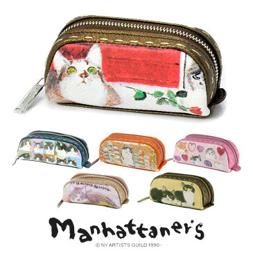 【P19倍★12/28(金)期間限定P企画】マンハッタナーズ manhattaner's キーケース コインケース 【ピッグパーズ】 レディース 猫 ネコ ねこ かわいい 財布 小銭入れ 革 人気ブランド プレゼント ギフト 【あす楽】 【コンビニ受取対応商品】【送料無料】 クリスマス Xmas