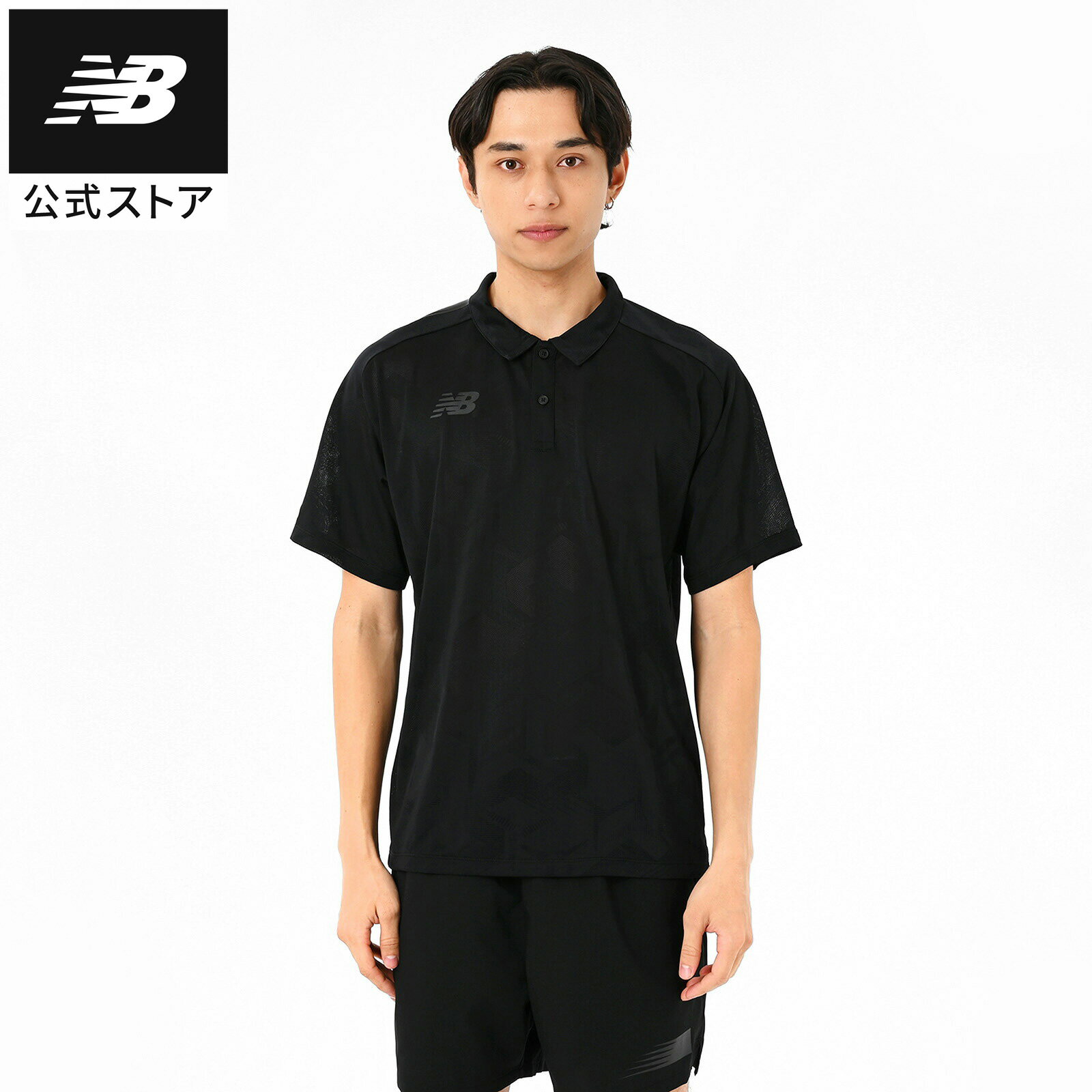 【37%OFF】【公式】ニューバランス Black Out ジャガードメッシュニットポロシャツ アパレル 半袖 運動 スポーツ カジュアル 快適 ファッション ...