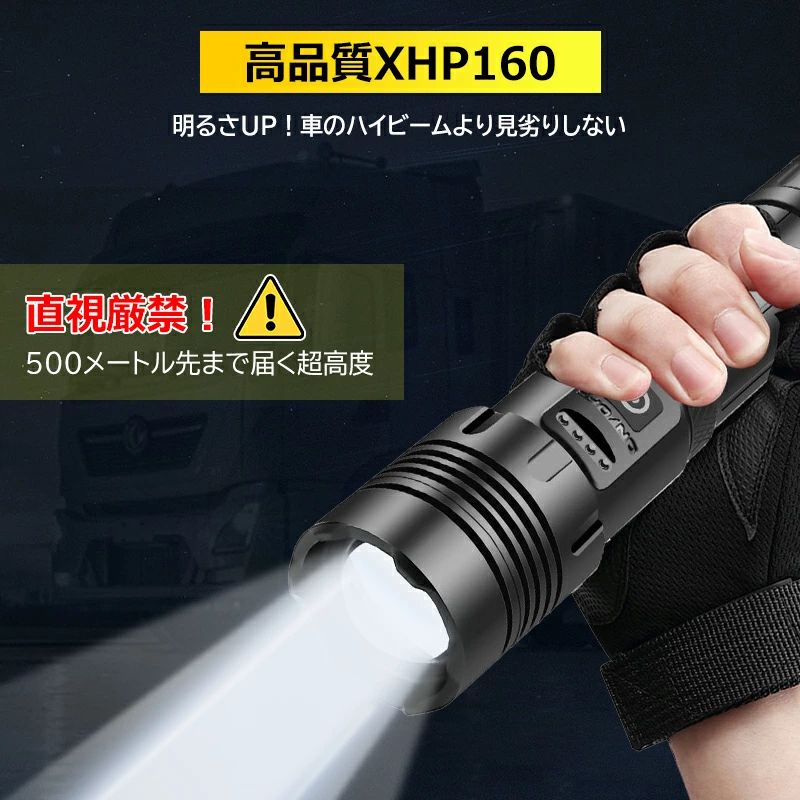 懐中電灯 強力 軍用 最強 ハンディライト Type-C USB充電式 白&赤色灯 フラッシュライト ズーム式 アルミニウム合金 新型 明るい 残量表示 自転車 登山 夜釣り COB作業灯 IPX6防水 高輝度 newcentury2018-10000040 新世紀2018 サンプル画像2