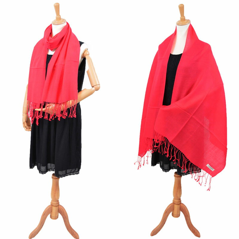 ストール パシュミナ マフラー 大判 レディース メンズ パシュミナストール ウール メリノウール ウール100％ ショール レッド