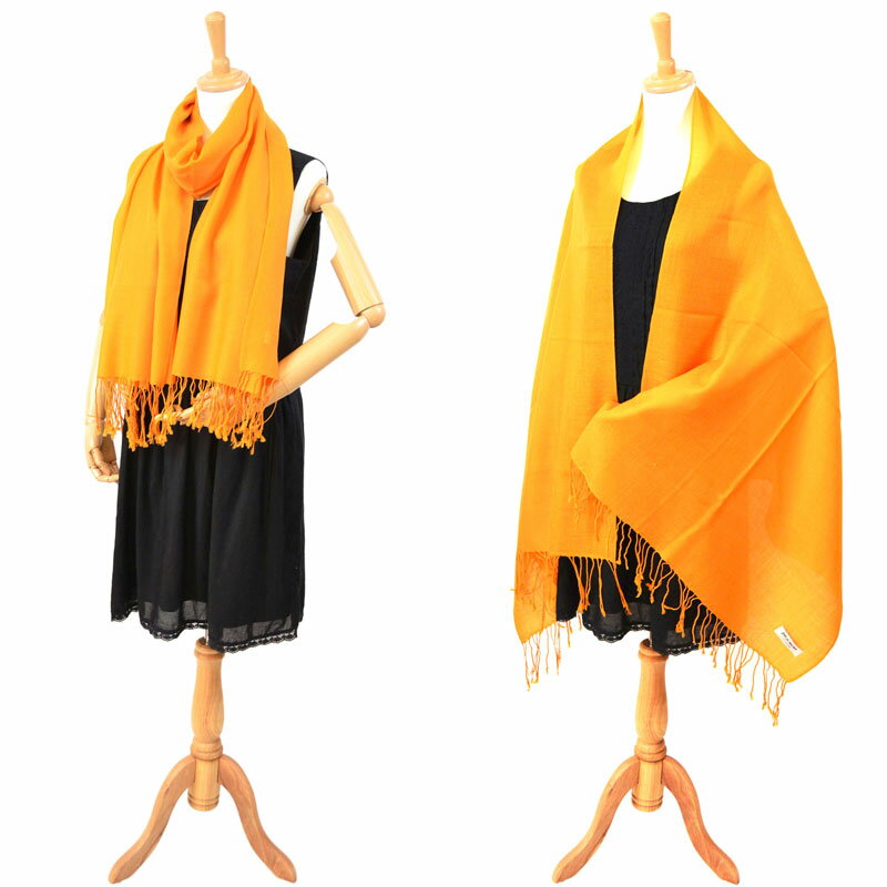 ストール パシュミナ マフラー 大判 レディース メンズ パシュミナストール ウール メリノウール ウール100％ ショール フレイムオレンジ