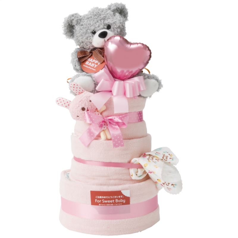 【まとめ買い5セット】アークフラワースタジオ おむつケーキ3段 女の子 日本製 赤ちゃん用品 内祝い 出産内祝い 出産祝い 景品 結婚内祝い 引き出物 クーポン配布中