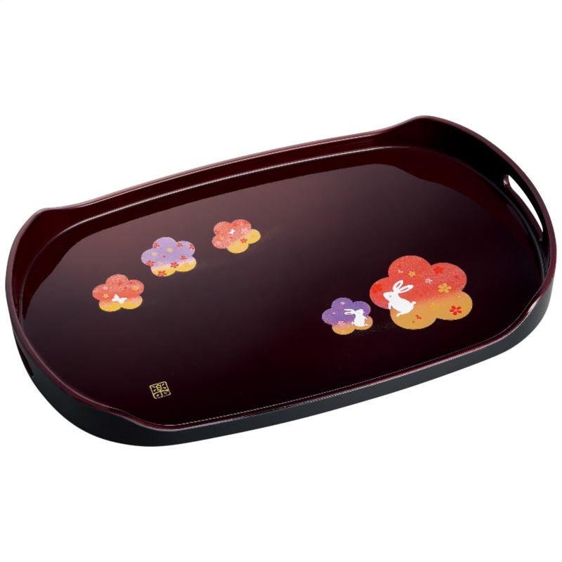 【まとめ買い5セット】中西工芸 紀州塗宴うさぎ 溜塗長手盆(尺五) 日本製 盆 内祝い 結婚内祝い 出産内祝い 景品 結婚祝い 引き出物 香典返し クーポン配布中