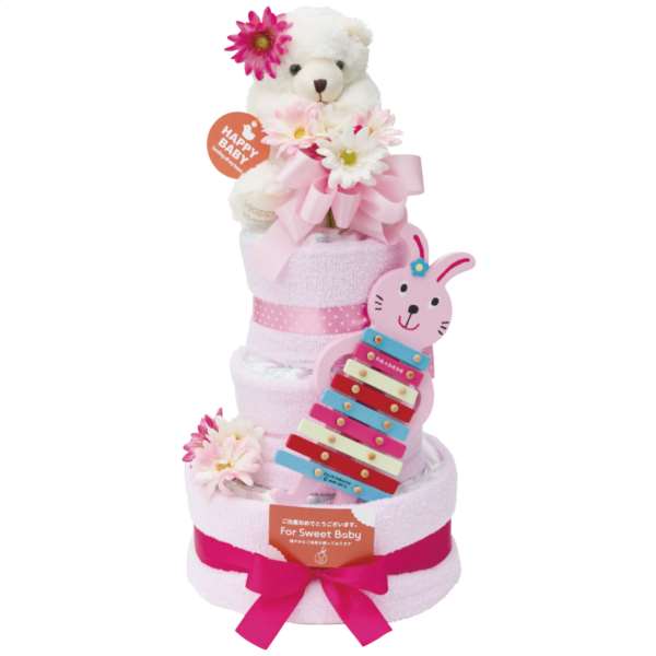 【まとめ買い10セット】おむつケーキ 3段/ピンク 内祝い 結婚内祝い 出産内祝い 景品 結婚祝い 引き出物 香典返し ギフト お返しのサムネイル
