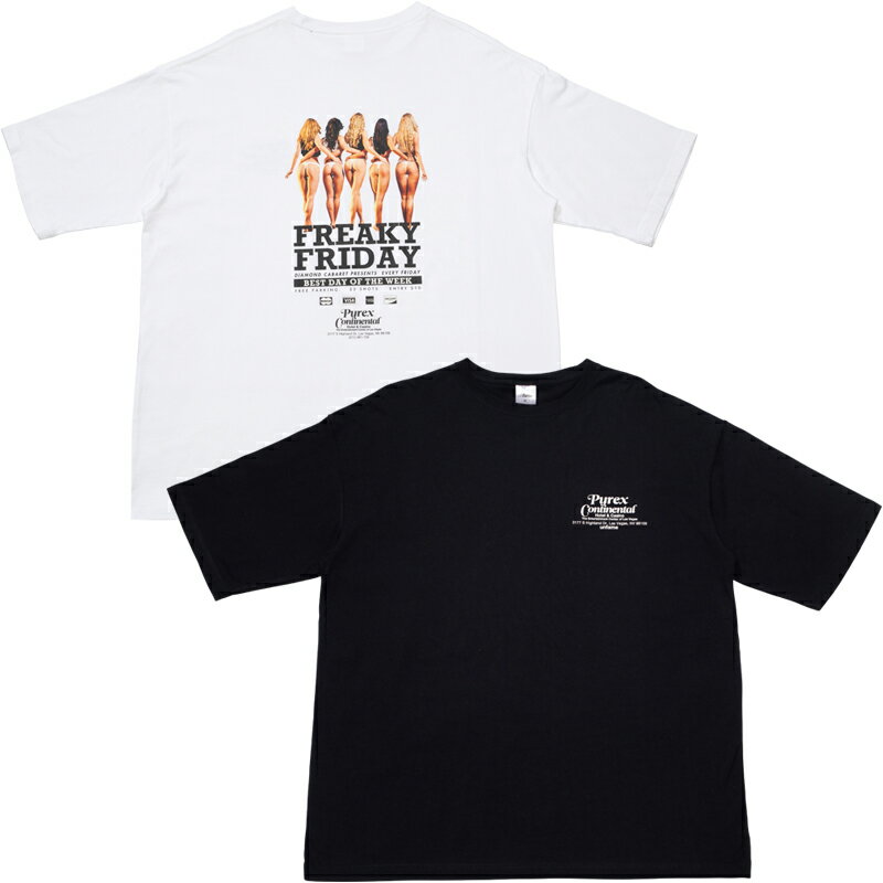 Tシャツ“FREAKY FRIDAY”M-2XLブラック、ホワイトモデル着用サイズ：176cm/XL