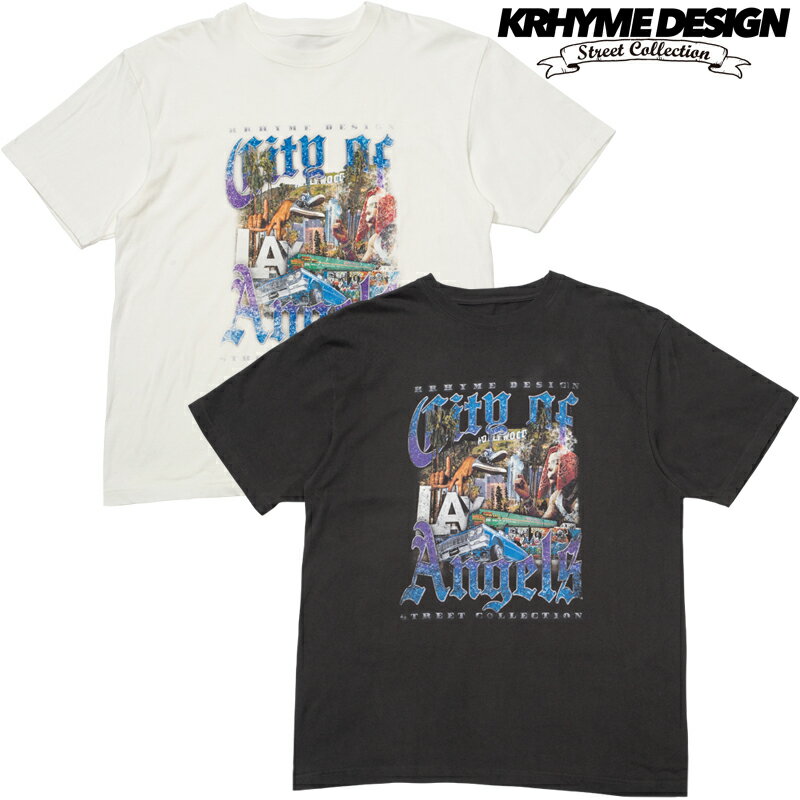 Tシャツ"CITY OF ANGELS"M-3XLヴィンテージブラック、バニラホワイトモデル着用サイズ：180cm/XL