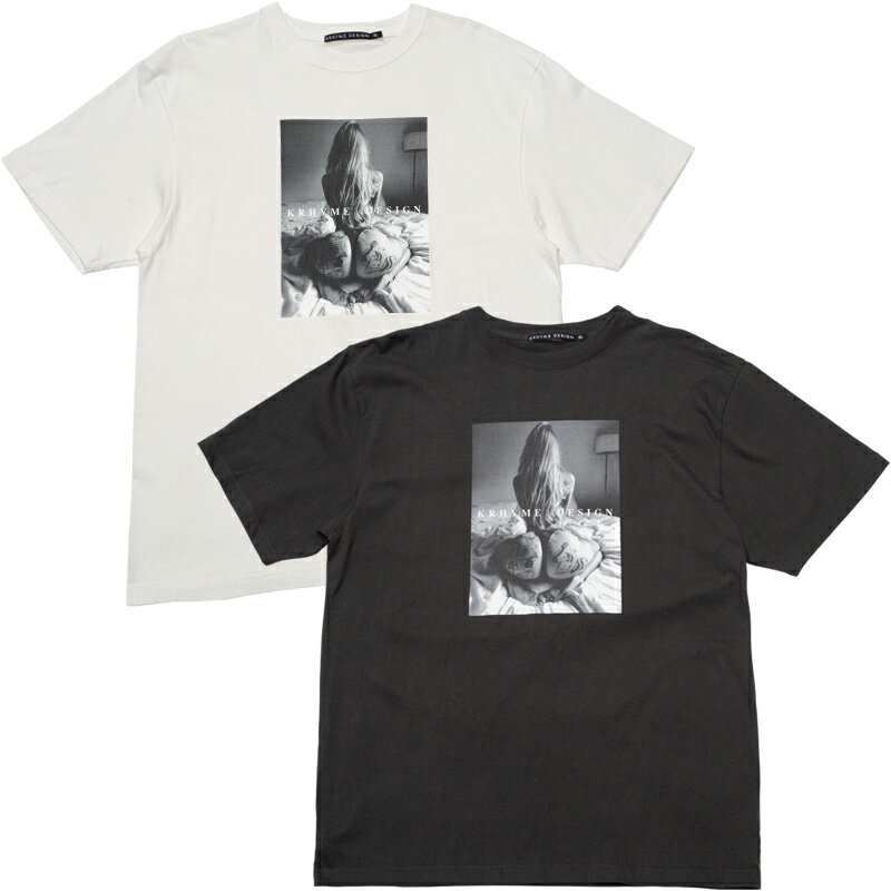 Tシャツ"TATTOO GIRL 2'"M-3XLヴィンテージブラック、バニラホワイトモデル着用サイズ：180cm/XL