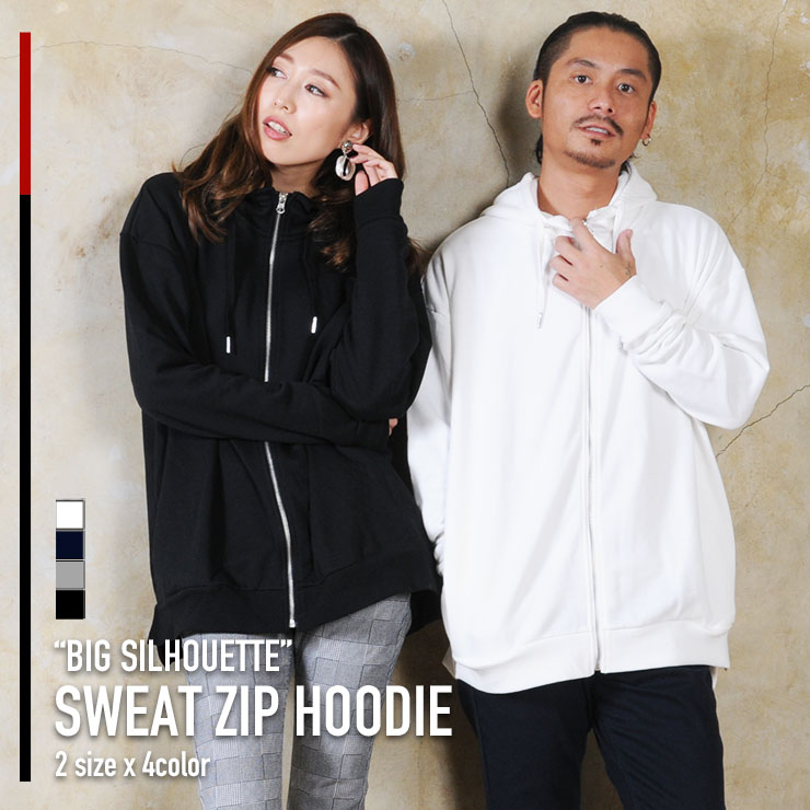 [재고만 대특가!1998엔]빅 실루엣 파커 맨즈 Zip 업 파커 롱 길이 스웨트 볼륨 넥 무지 긴팔 맨즈 패션 탑스 BIG 빅 Zip Up 한국 패션 화이트 블랙 봄 봄 옷 봄의 물건