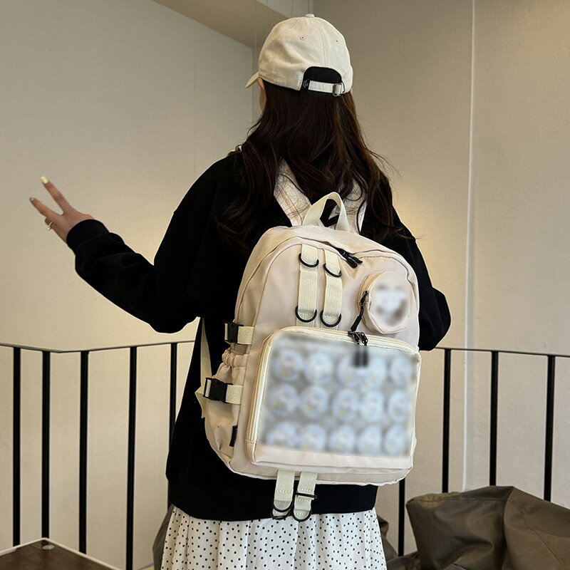 痛バッグ リュック 安い 黒/白/青 ショルダー a4 透明 ファスナー付き 肩掛け 痛バ ぬいぐるみ 大容量 透明ポケット アクスタ 缶バッチ アクキー ヲタ活 オタ活 推しカラー 推し色 推しごと 推しメン DD 単推し 箱推し お迎え 布教 現場 聖地巡礼 ライブ イベント