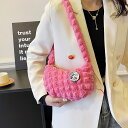 ショルダーバッグ レディース 斜めがけ 軽量 プリーツ 可愛い 大人 学生 バッグ カジュアル お出かけ カラフル オフホワイト ピンク 黄色 ローズレッド 黒 凸凹|詳細画像