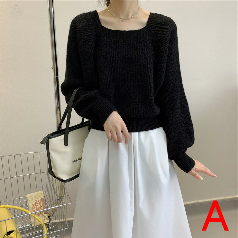 【送料無料】レディース 秋 新作 セーター ニット トップス トレンディ スクエアネック ボリューム袖 ..