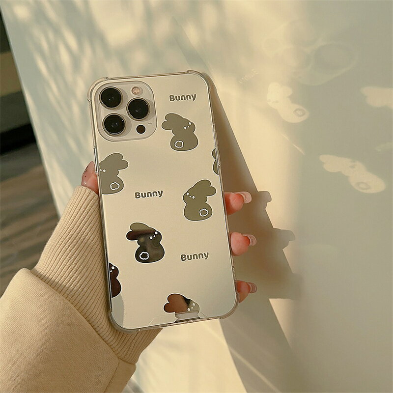 iPhone15 ケース iPhone14 ケース かわいい iPhone 15Pro/Plus/promax ケース iPhone13 ケース iPhone12mini iPhone 13 pro/promax スマホケース iPhoneケース 携帯ケース 携帯カバー 電話ケース うさぎ 鏡 シンプル
