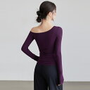 レディース ヨガウェア レース 長袖 Tシャツ 秋用 アシンメトリーネック オフショルダー スリムフィット ボディスーツ スポーツセット おしゃれ カジュアル スポーティー 伸縮性 通気性 高品質素材