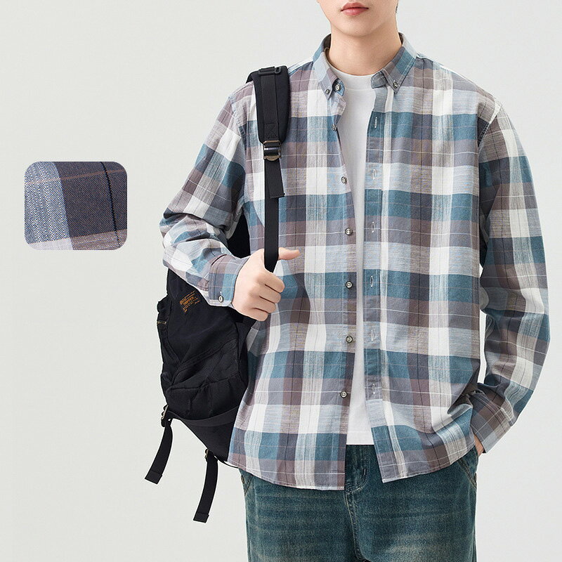 長袖 シャツ メンズ シャツ グラデーション チェック柄 シンプル おしゃれ カジュアル ゆったり きれい..