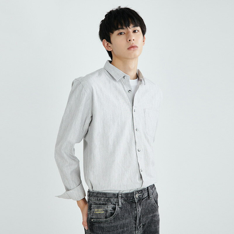 長袖 シャツ メンズ シャツ 無地 シンプル おしゃれ カジュアル ゆったり きれいめ ストリート モード..