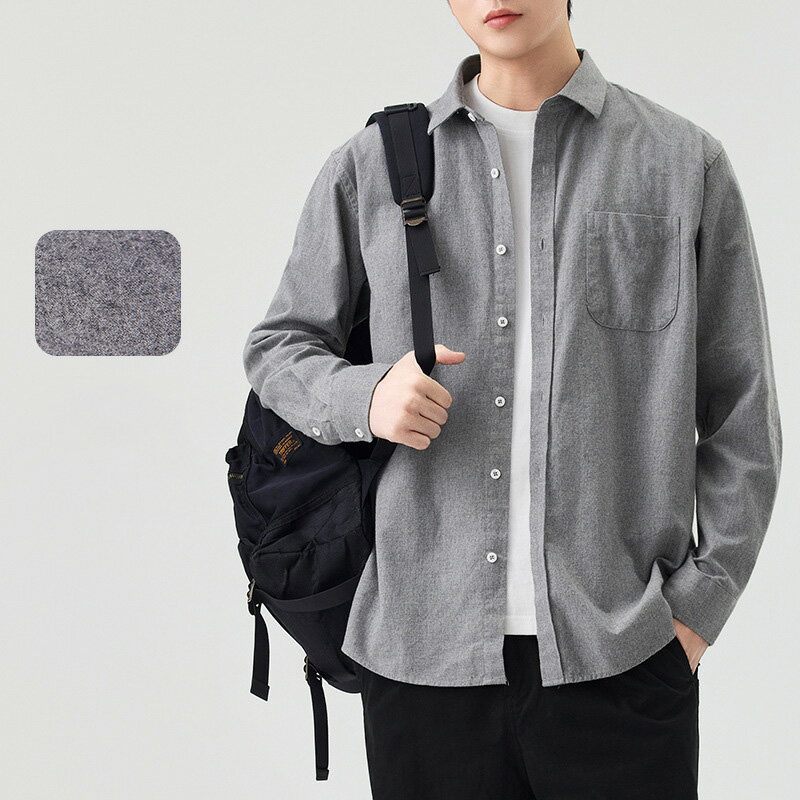 長袖 シャツ メンズ シャツ 無地 シンプル おしゃれ カジュアル ゆったり きれいめ ストリート モード..