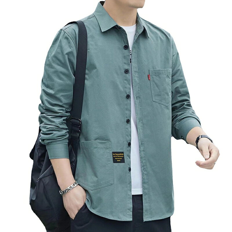 長袖 シャツ メンズ ワークシャツ シンプル おしゃれ カジュアル ゆったり 韓国系 ストリート モード系..