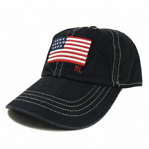 ラルフローレン Polo Ralph Lauren Flag Chino Baseball Cap 黒 ポロラルフローレン フラッグ チノ ベースボールキャップ 星条旗 刺繍 【新古品・未使用】