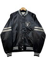 USA製 90s Chalk Line OAKLAND RAIDERS Satin Varsity Jacket 黒 M NFL オークランドレイダース サテン スタジャン ブラック 古着 【中古】