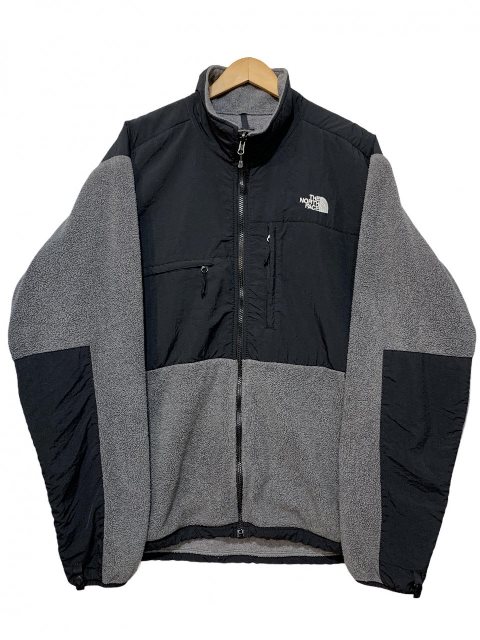 10年製 THE NORTH FACE Denali Jacket 灰黒 XL ノースフェイス デナリジャケット フリース POLARTEC ポーラテック グレー ブラック アウトドア 古着 【中古】