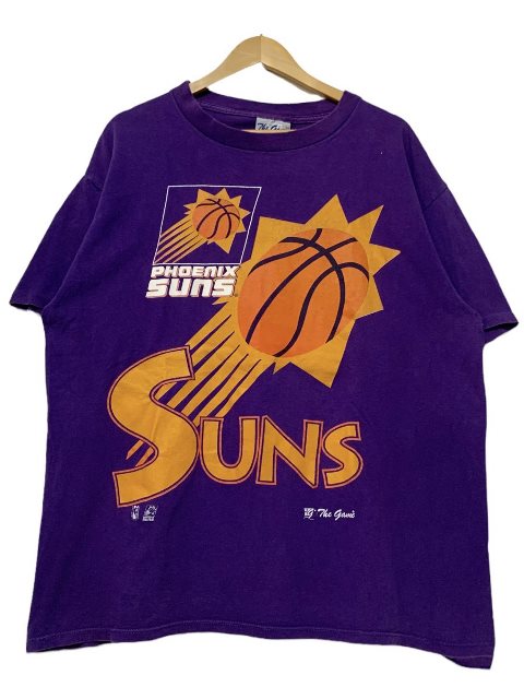 90s The Game "PHOENIX SUNS" Print S/S Tee 紫 L NBA フェニックスサンズ 半袖 Tシャツ バスケットボール パープル 古着 