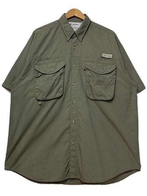 03年製 Columbia PFG S/S Fishing Shirt オリーブ L コロンビア フィッシングシャツ 半袖 シャツ アウトドア 古着 【中古】